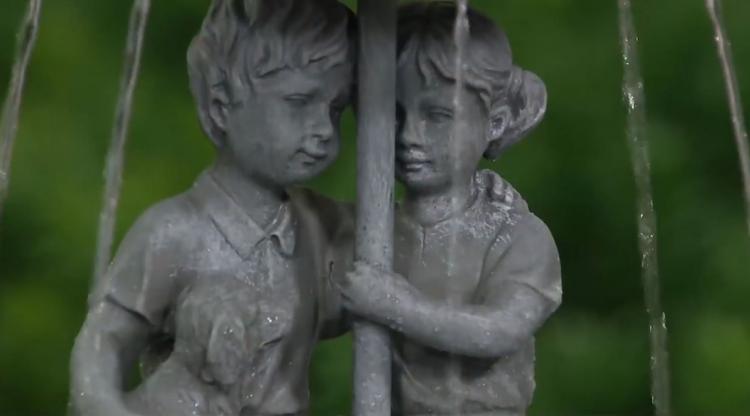 Solar Powered Water Fountain Kids Under Umbrella Endless Flowing Rain Fountain