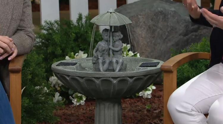 Solar Powered Water Fountain Kids Under Umbrella Endless Flowing Rain Fountain