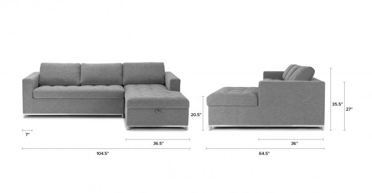Soma Sofa Bed Sectional With Chaise Lounger Storage - Pull-up chaise storage area sofa bed sectional