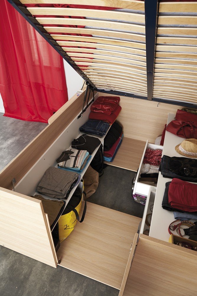Parisot Space Up Bed - A pull-up bed that turns into a closet full of storage space