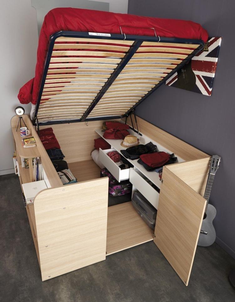Parisot Space Up Bed - A pull-up bed that turns into a closet full of storage space