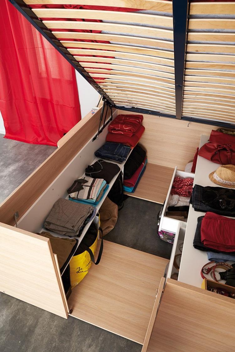 Parisot Space Up Bed - A pull-up bed that turns into a closet full of storage space