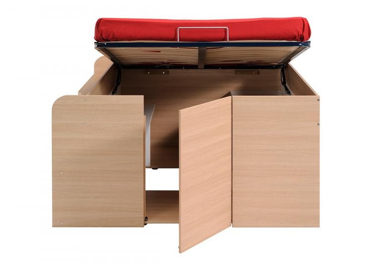 Parisot Space Up Bed - A pull-up bed that turns into a closet full of storage space