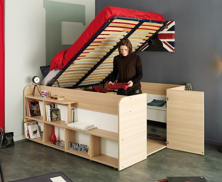 Parisot Space Up Bed - A pull-up bed that turns into a closet full of storage space