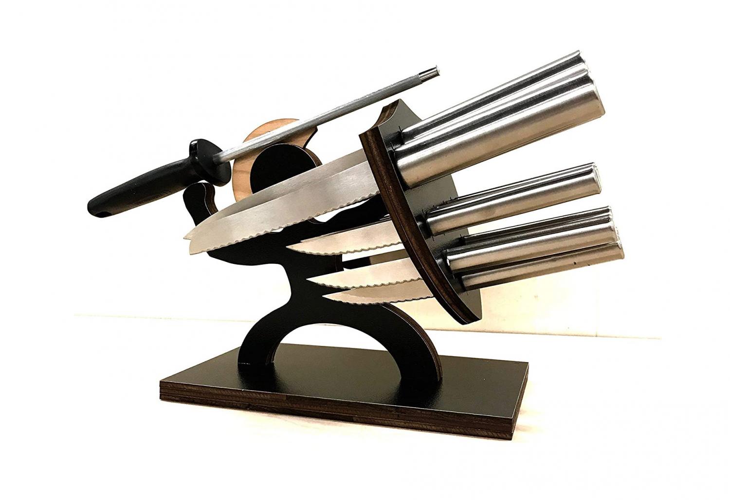 Sparta Knife Block - Wooden soldier with shield and sword knife block