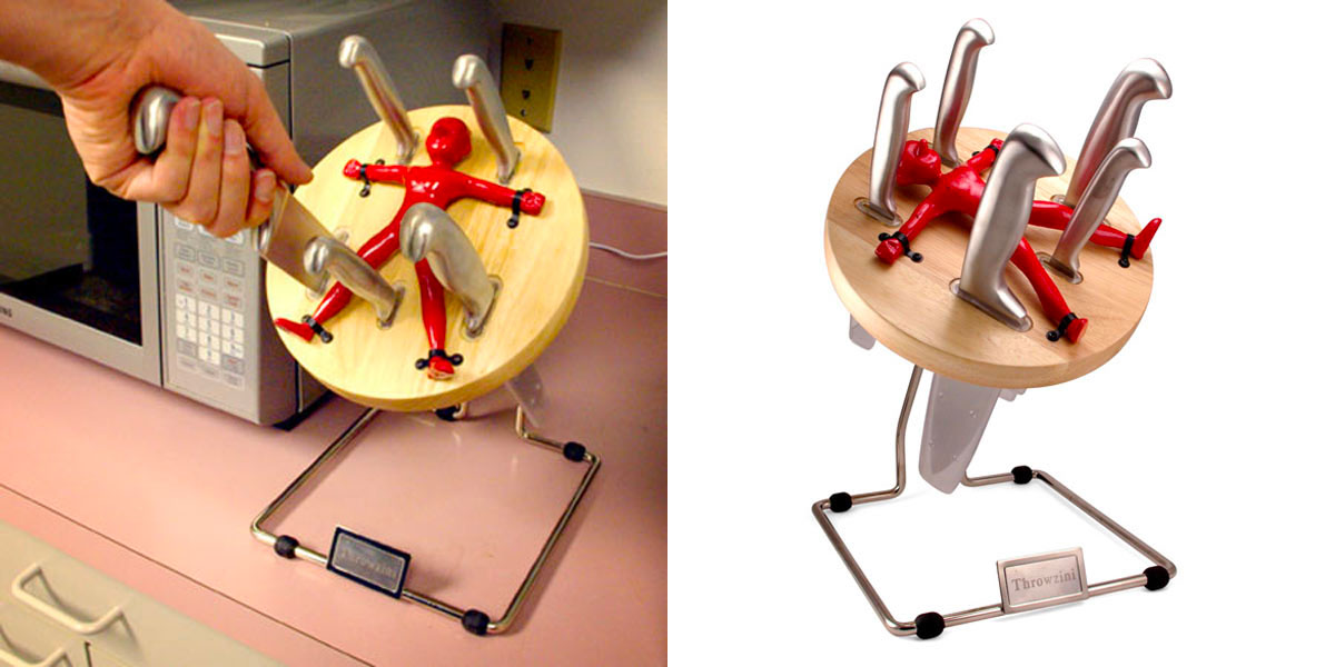 Throwzini knife block spinning wheel of death funny knife block