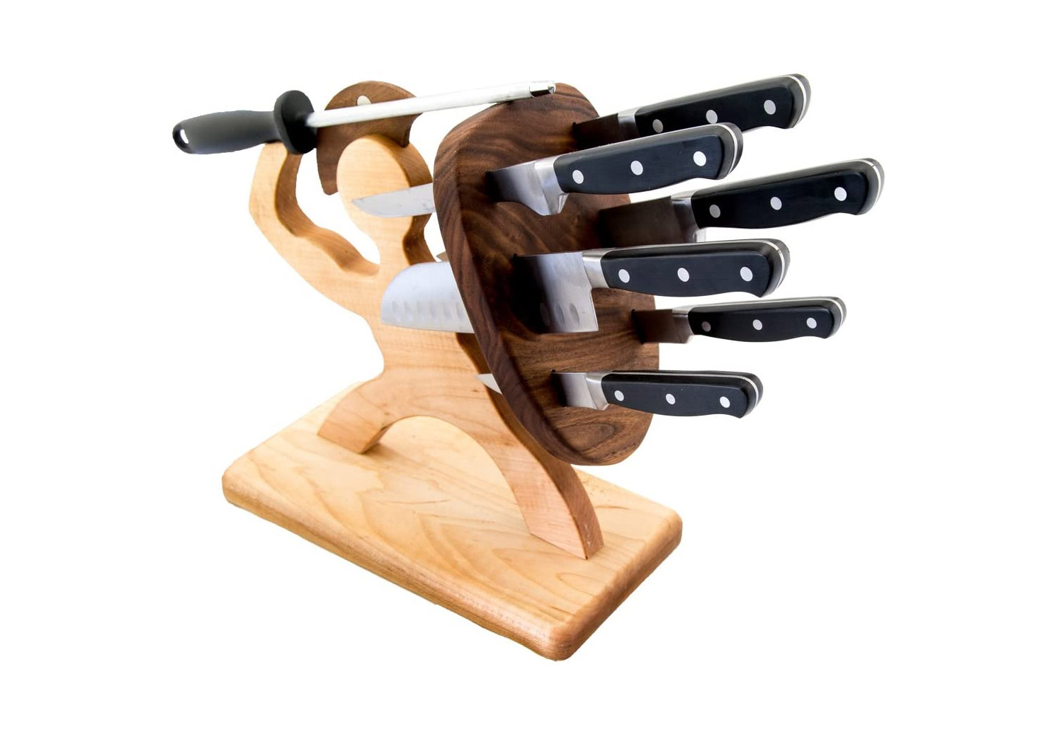 Sparta Knife Block - Wooden soldier with shield and sword knife block