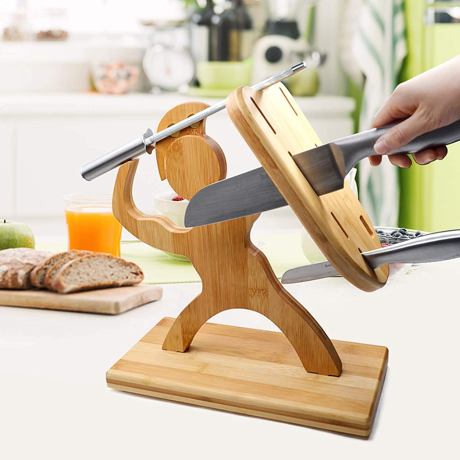 Sparta Knife Block - Wooden soldier with shield and sword knife block