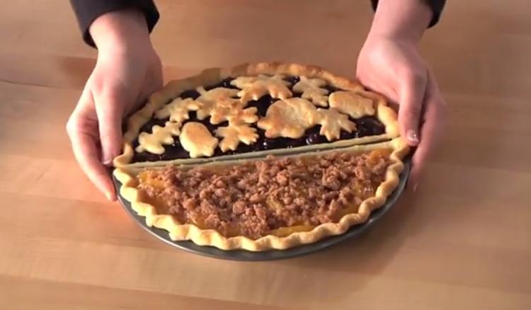 Split Pie Pan - Split Decision Pie Pan - Unique Pie pan lets you make two different pie flavors at once