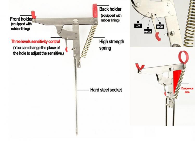 CoolNice Spring Fishing Rod Holder Automatically Pulls Back When Fish Detected - Spring Loaded Fishing Rod Holder