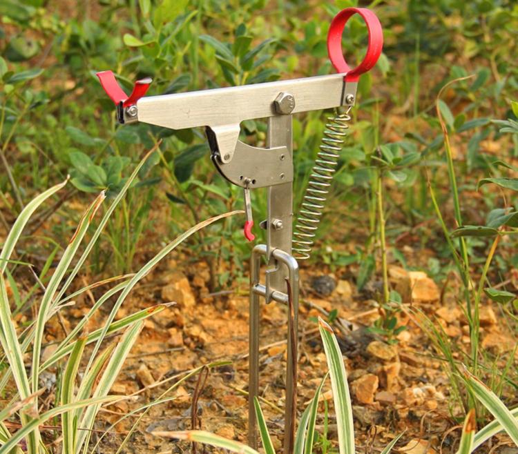 CoolNice Spring Fishing Rod Holder Automatically Pulls Back When Fish Detected - Spring Loaded Fishing Rod Holder
