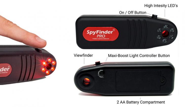 SpyFinder Hidden Camera Detector - LED Gadget helps finds secret cameras in hotels and AirBNB