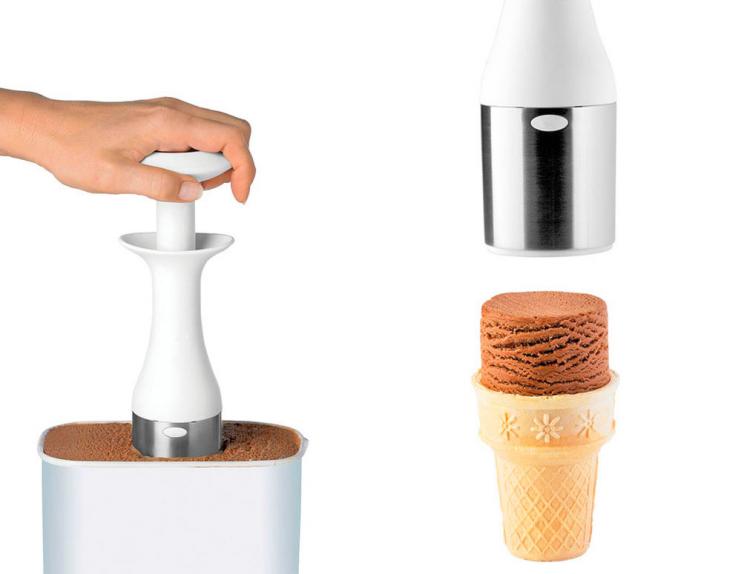 Unique Ice Cream Scooper Creates Stackable Scoops For Elegant Presentations - Cuisipro Scoop and Stack Ice Cream Scoop