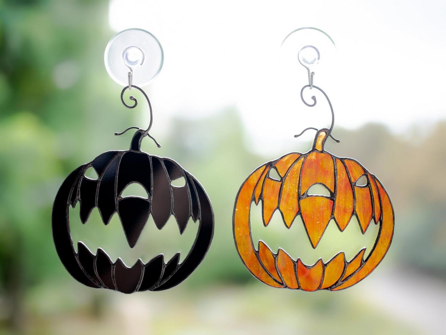 Stained Glass Pumpkin Halloween Decoration