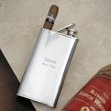 Flask and Cigar Holder Combo
