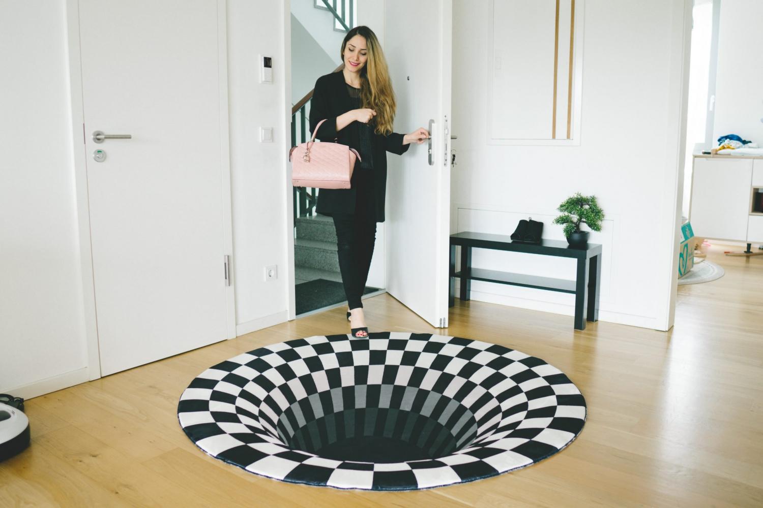 geometric vortex illusion rug