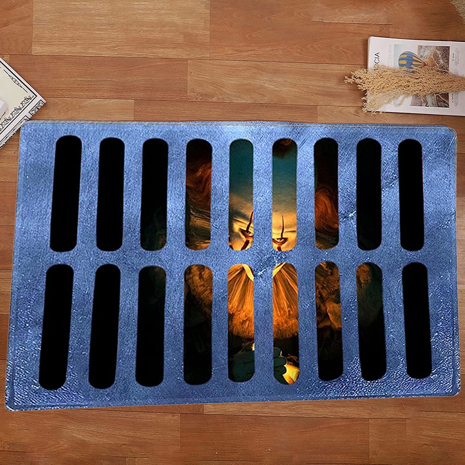 Creepy IT Pennywise in sewer illusion rug