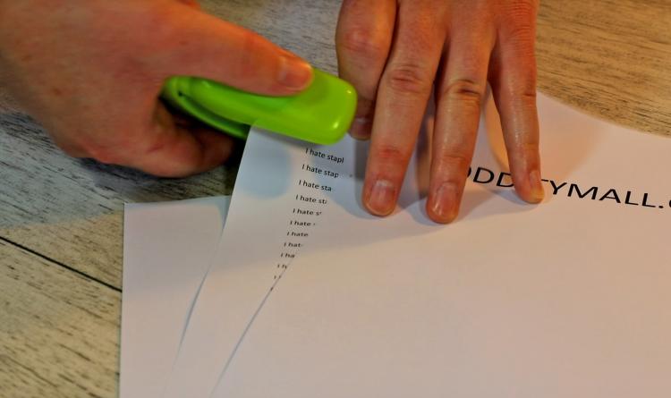 Staple-less stapler - Staple-Free stapler uses no staples - Stapler folds tab into slit