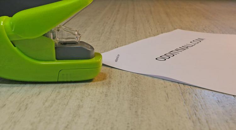 Staple-less stapler - Staple-Free stapler uses no staples - Stapler folds tab into slit