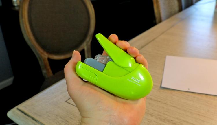 Staple-less stapler - Staple-Free stapler uses no staples - Stapler folds tab into slit