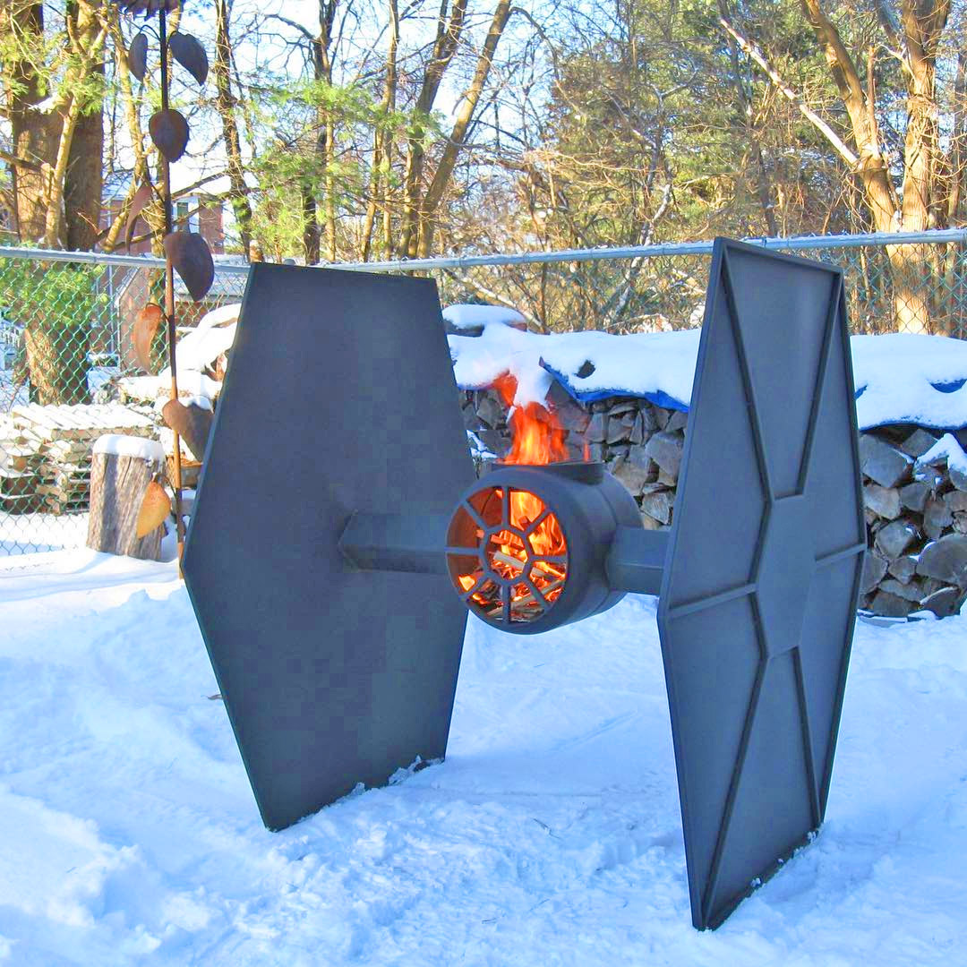 Star Wars Tie Fighter Bonfire Pit - Geeky steel metal Tie Fighter fire griller
