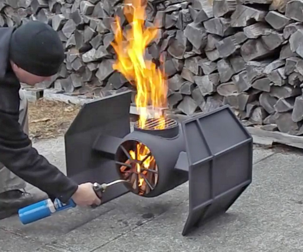 Star Wars Tie Fighter Bonfire Pit - Geeky steel metal Tie Fighter fire griller