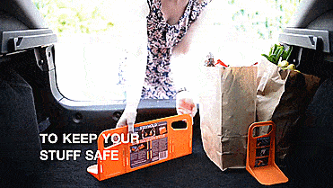 Stayhold cargo hold trunk organizer, prevents stuff from rolling around in back of SUVS and in trunks