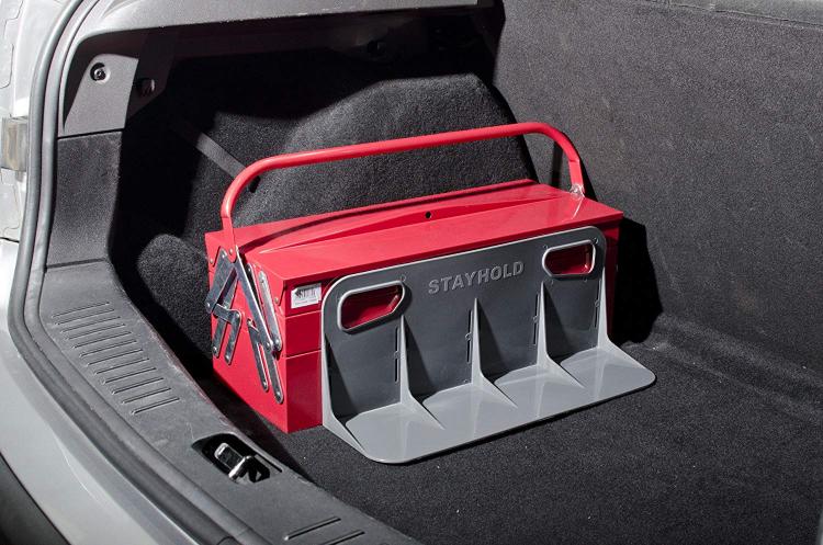Stayhold cargo hold trunk organizer, prevents stuff from rolling around in back of SUVS and in trunks