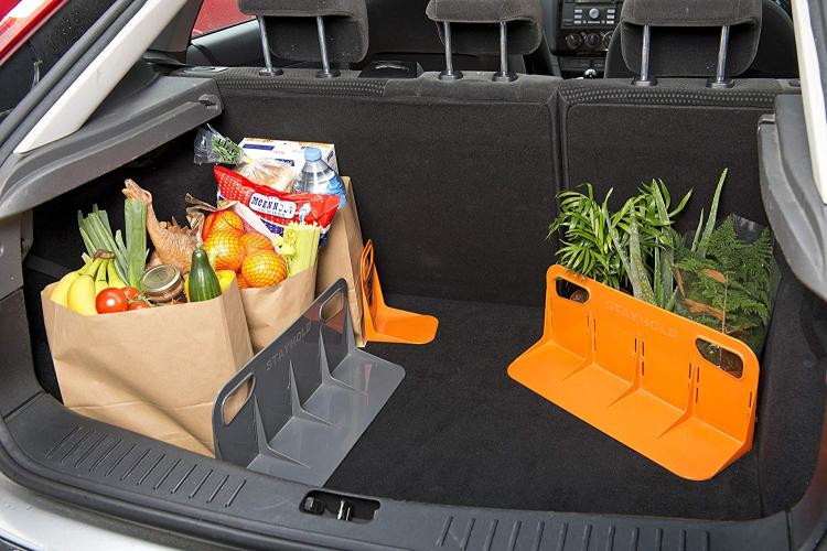 Stayhold cargo hold trunk organizer, prevents stuff from rolling around in back of SUVS and in trunks