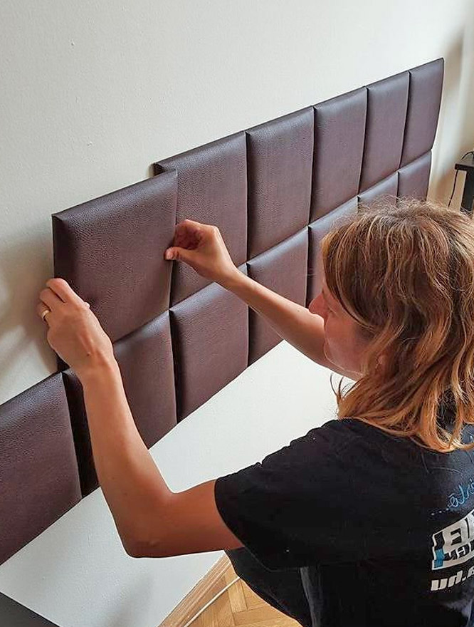 Stick-on Hexagon Bed Backing Padded Wall Panels