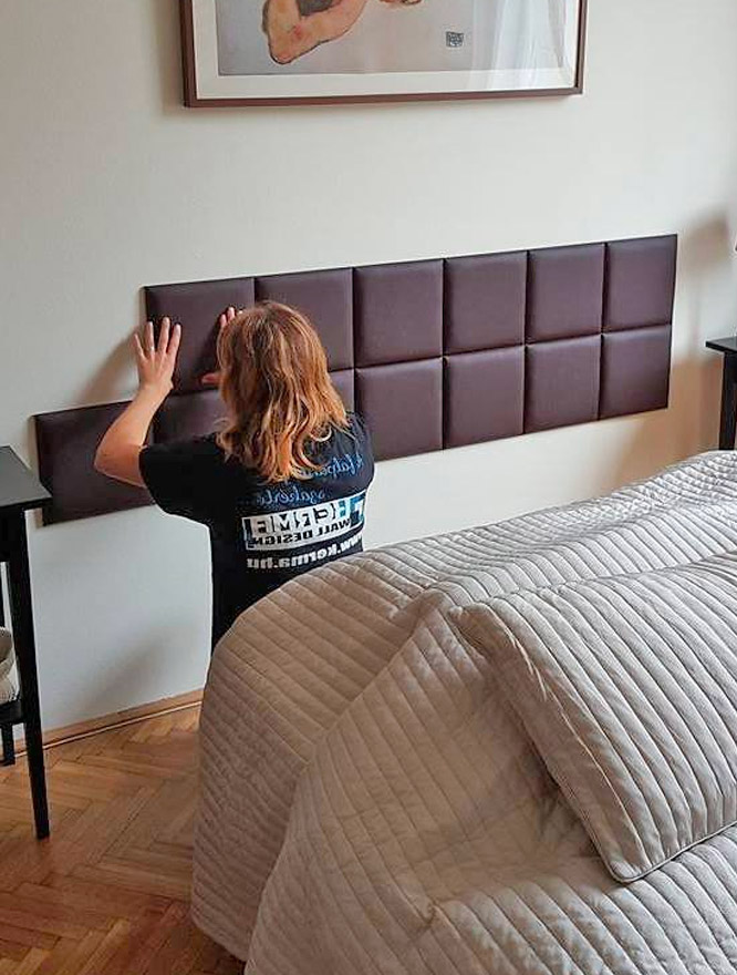 Stick-on Hexagon Bed Backing Padded Wall Panels