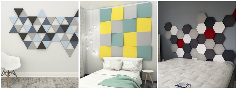 Stick-on Hexagon Bed Backing Padded Wall Panels