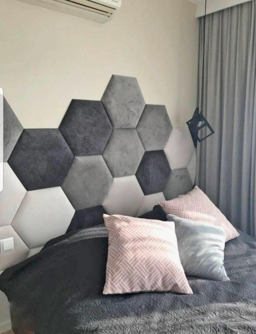 Stick-on Hexagon Bed Backing Padded Wall Panels