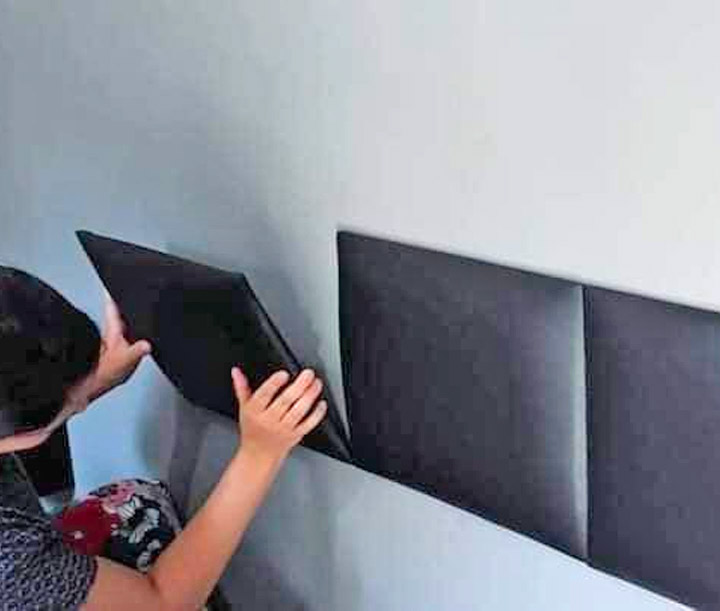 Stick-on Hexagon Bed Backing Padded Wall Panels