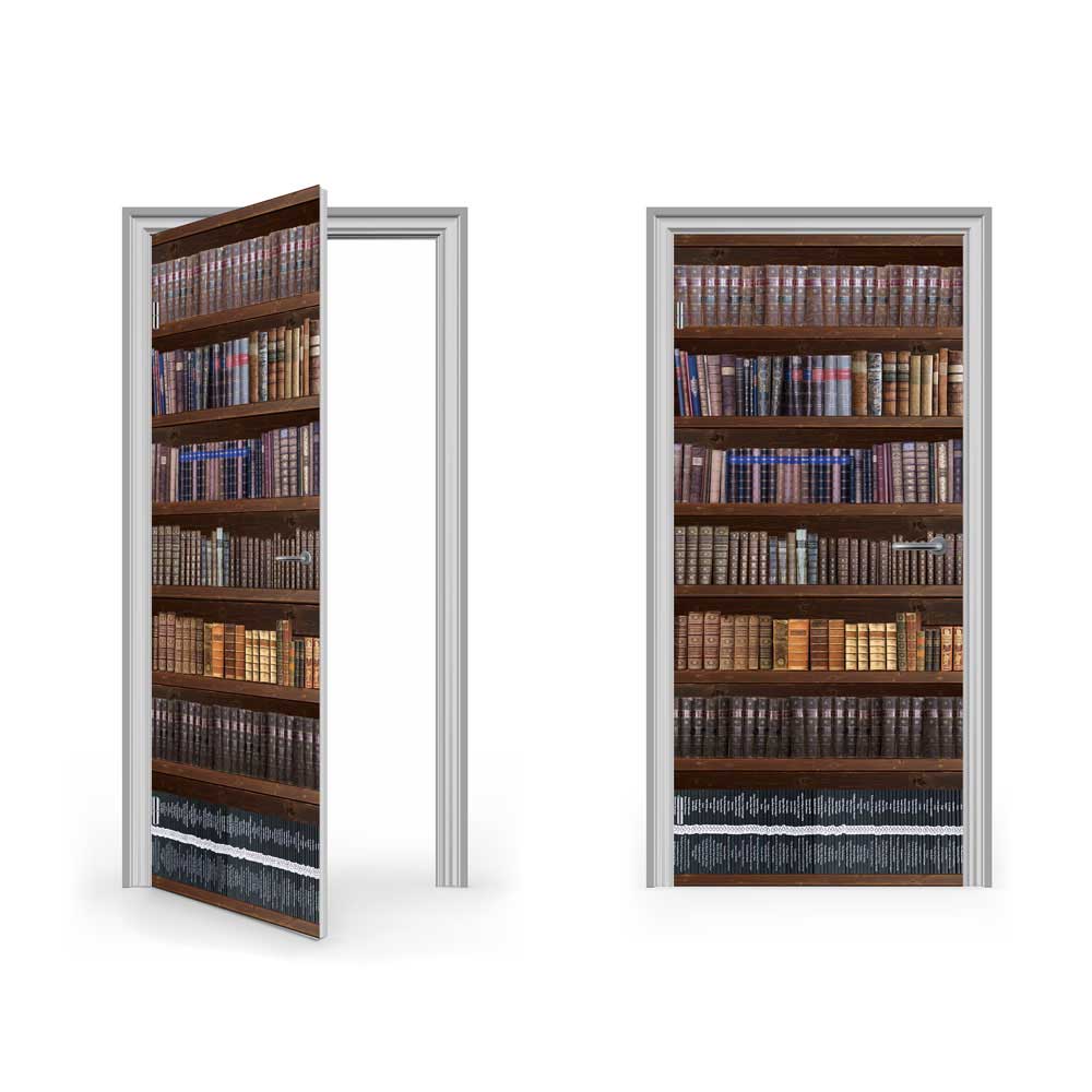 fake library door wrap - door decal sticker