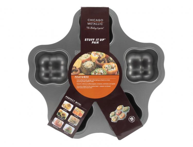 Chicago Metallic Stuff It Up Pan - Stuffed Peppers oven pan prevents peppers from tipping over