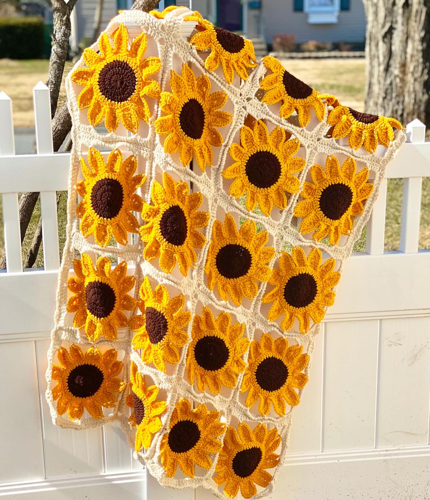 Giant Sunflower Crochet Blanket Pattern Free