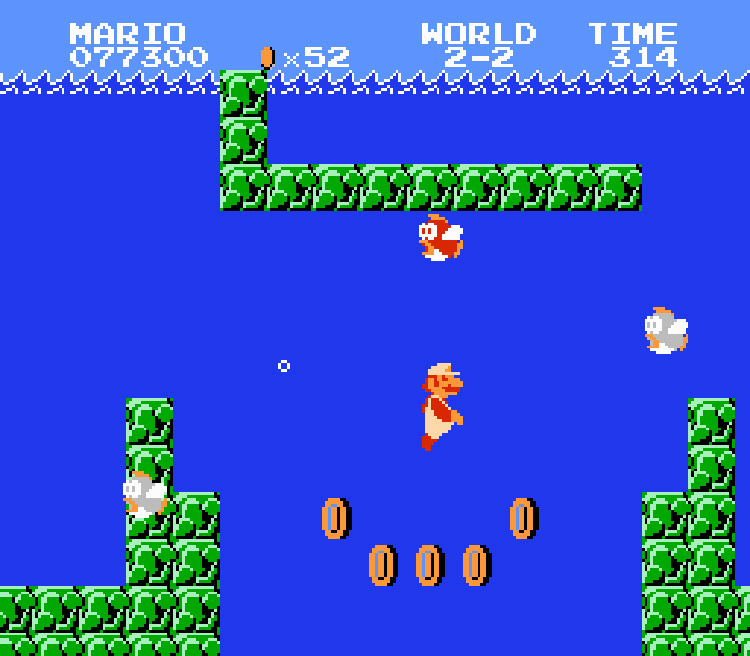 Super Mario Underwater Level Shower Curtain - NES Mario 2-2 water level shower curtain
