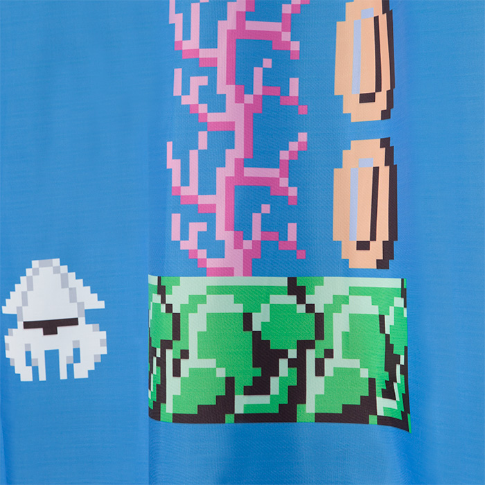 Super Mario Underwater Level Shower Curtain - NES Mario 2-2 water level shower curtain