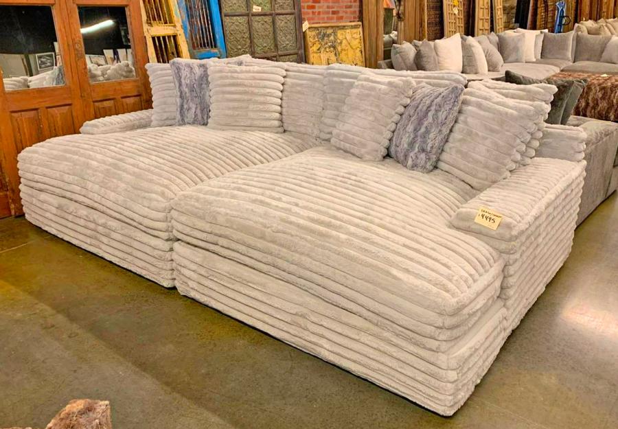Super Soft Throw Blanket Sofa - Double Chaise lounger draped in soft blanket material