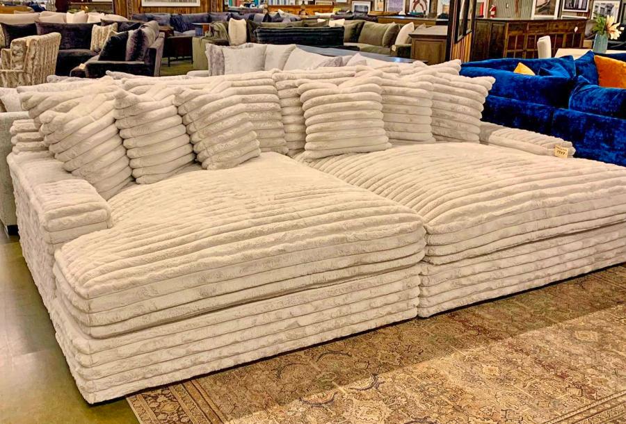 Super Soft Throw Blanket Sofa - Double Chaise lounger draped in soft blanket material