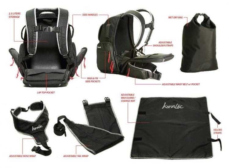 Surf Backpack - Koraloc Surfboard Backpack - Backpack holds 3 surfboards