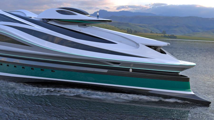 Swan-Shaped Megayacht - Superyacht with boat as swan head