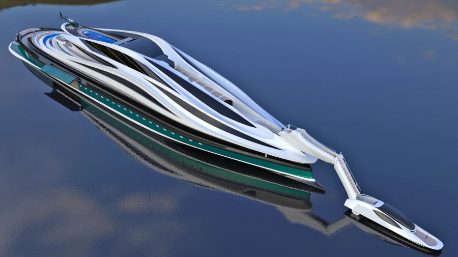 Swan-Shaped Megayacht - Superyacht with boat as swan head