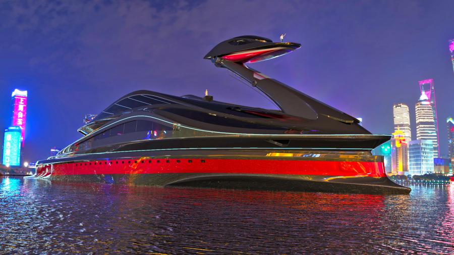 Swan-Shaped Megayacht - Superyacht with boat as swan head