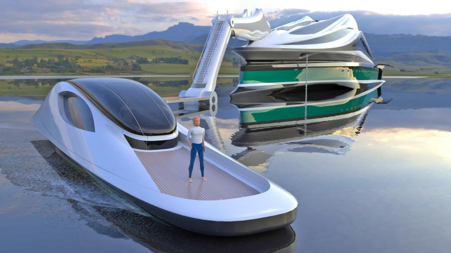 Swan-Shaped Megayacht - Superyacht with boat as swan head