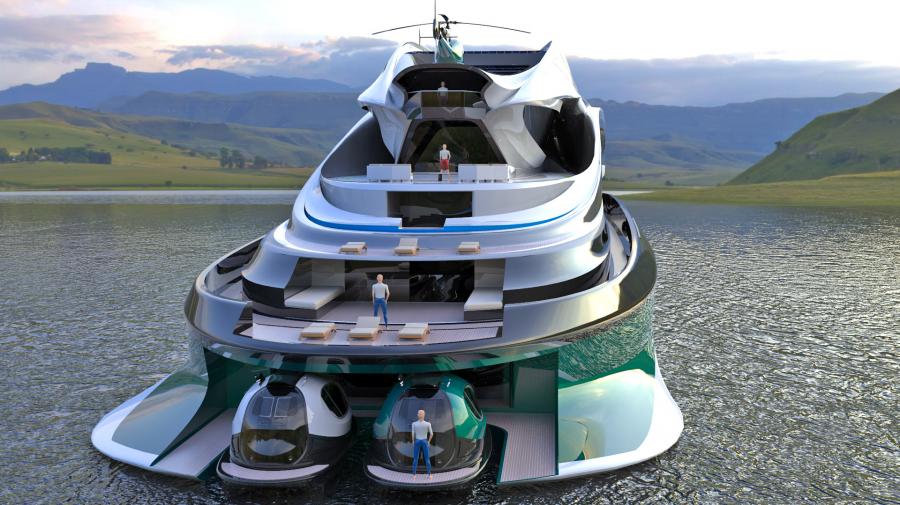 Swan-Shaped Megayacht - Superyacht with boat as swan head