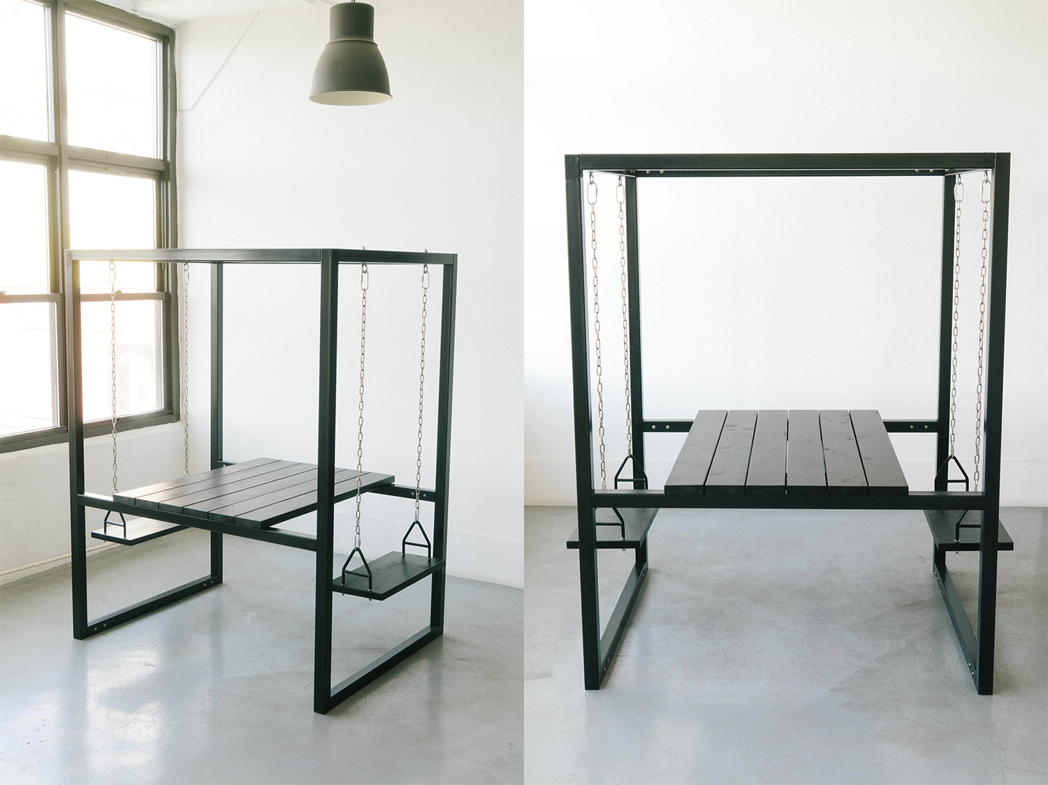 Swing Tables Let You Swing While You Eat or Have a Meeting