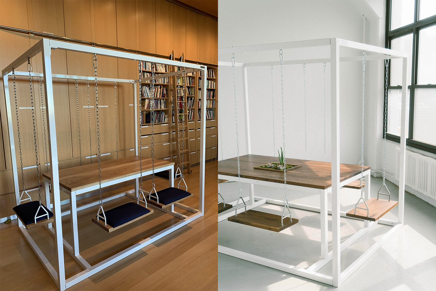 Swing Tables Let You Swing While You Eat or Have a Meeting