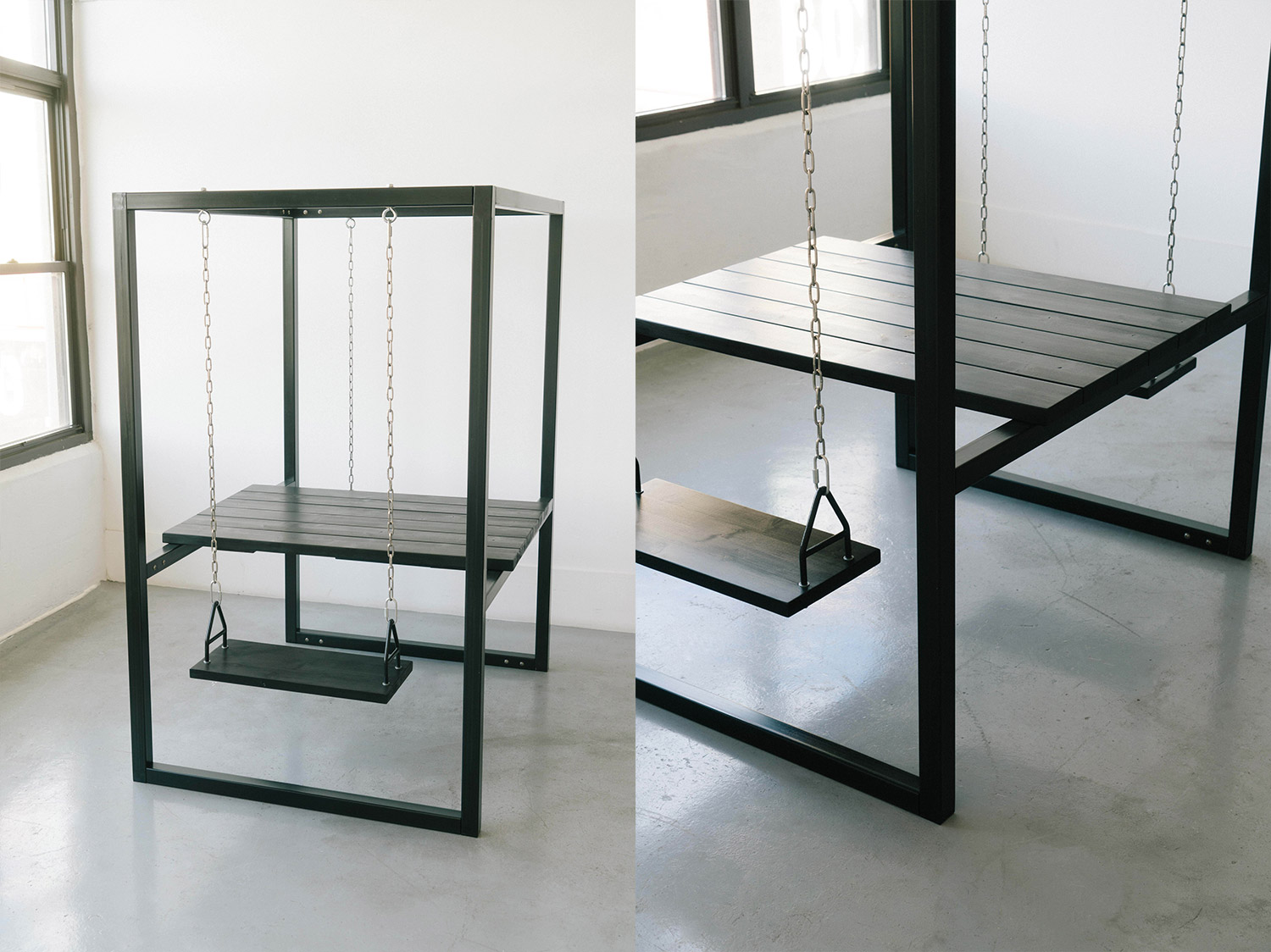 Swing Tables Let You Swing While You Eat or Have a Meeting
